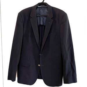 BOSS Hugo Boss Navy Blue 100% Virgin Wool Blazer Jacket 40R EUC Lightweight